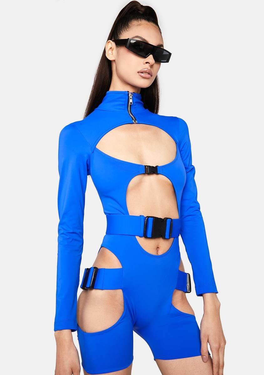 Blue Buckle Long Sleeve Cut-Out Bodysuit sold by Dolls Kill product image thumbnail 2