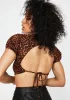 Ditsy Leopard Orange Tasya Crop Top sold by Dolls Kill