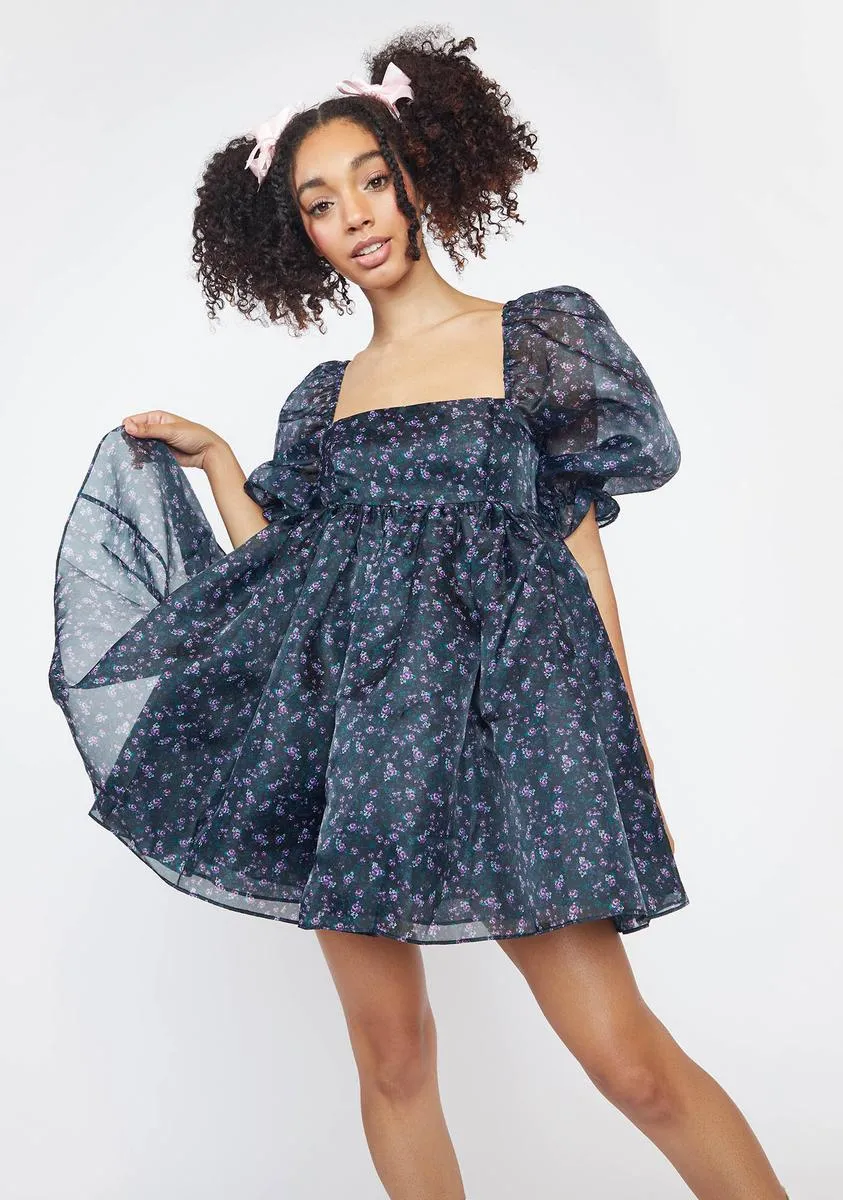 The 80's Ditsy Puff Dress sold by Dolls Kill