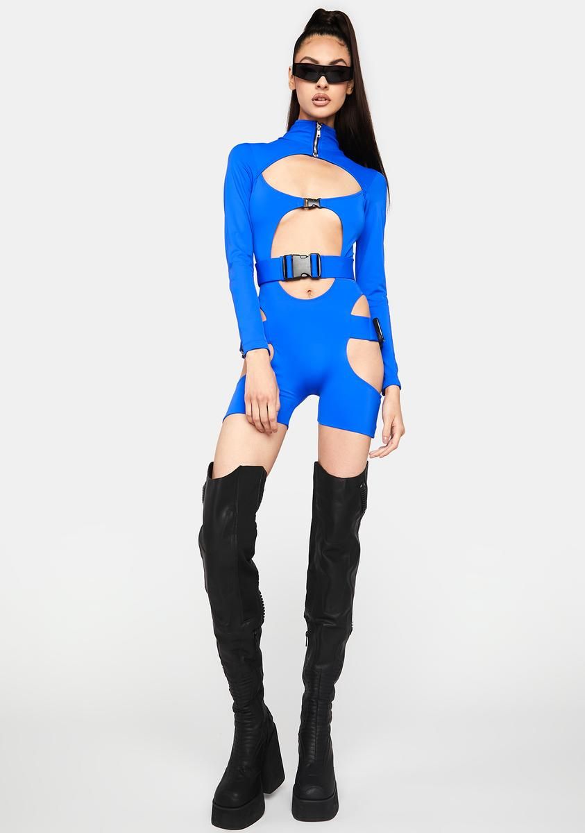 Blue Buckle Long Sleeve Cut-Out Bodysuit sold by Dolls Kill product image thumbnail 3