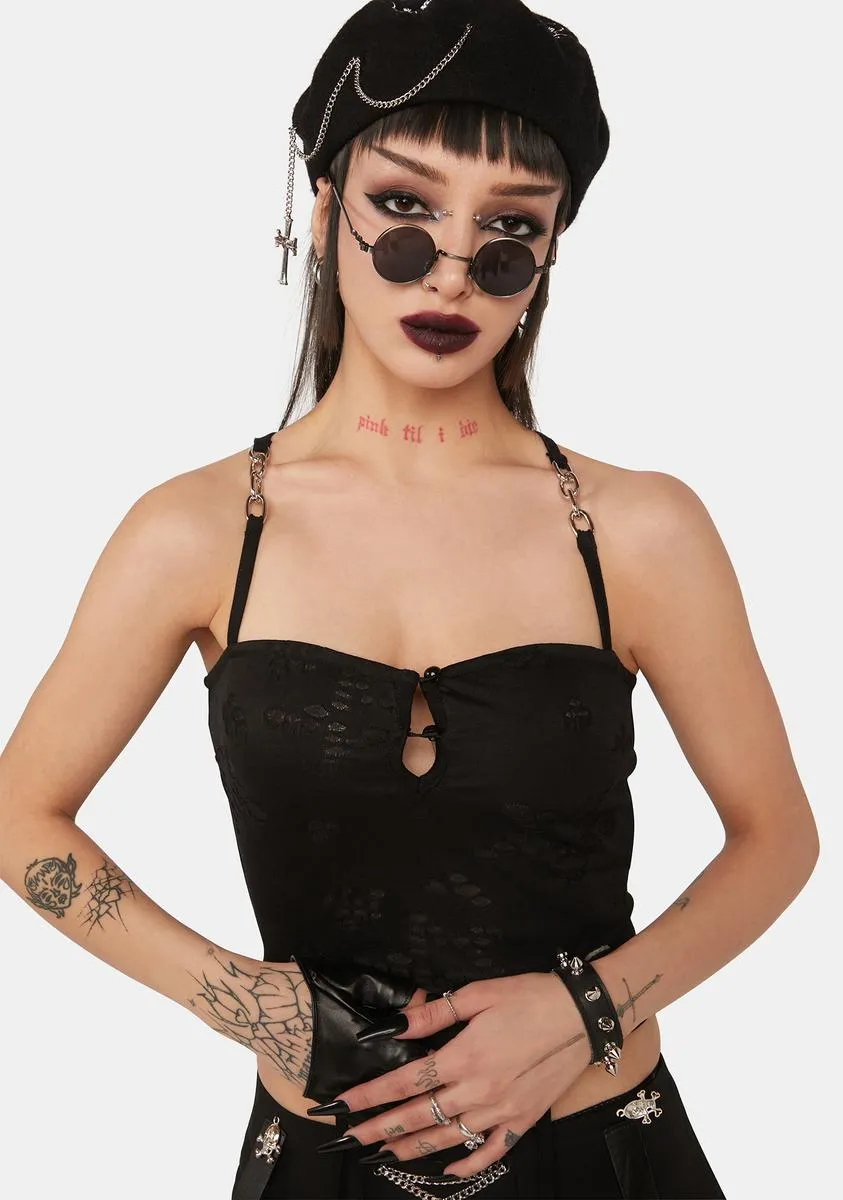 Punk Thru Hole Fabric Halter Top sold by Dolls Kill