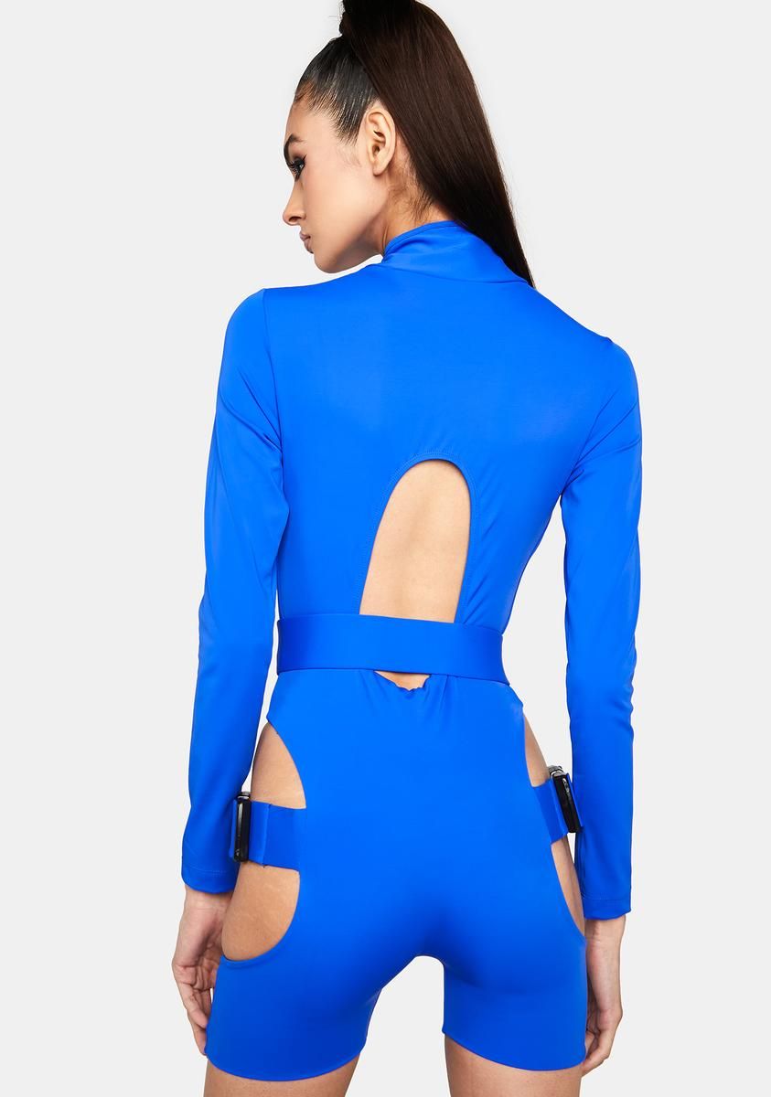 Blue Buckle Long Sleeve Cut-Out Bodysuit sold by Dolls Kill product image thumbnail 4