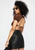 Ditsy Leopard Orange Tasya Crop Top sold by Dolls Kill