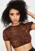 Ditsy Leopard Orange Tasya Crop Top sold by Dolls Kill