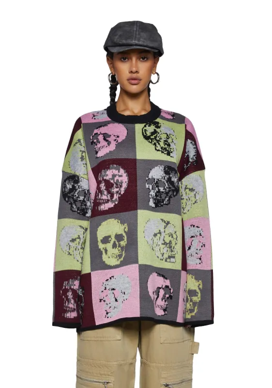 Skull Tile Knit Sweater sold by Dolls Kill