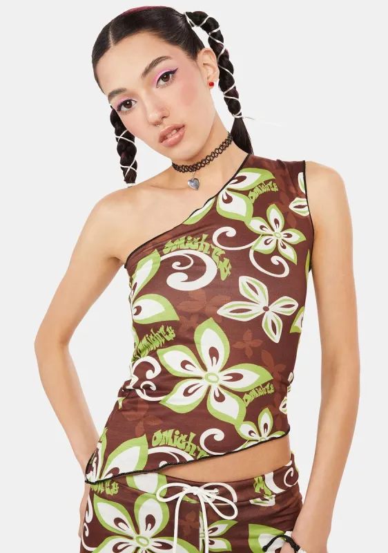 Mocha Malibu One Shoulder Top sold by Dolls Kill