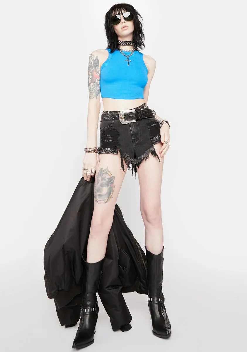 Cobalt Keep It Simple Ribbed Crop Top sold by Dolls Kill product image thumbnail 3