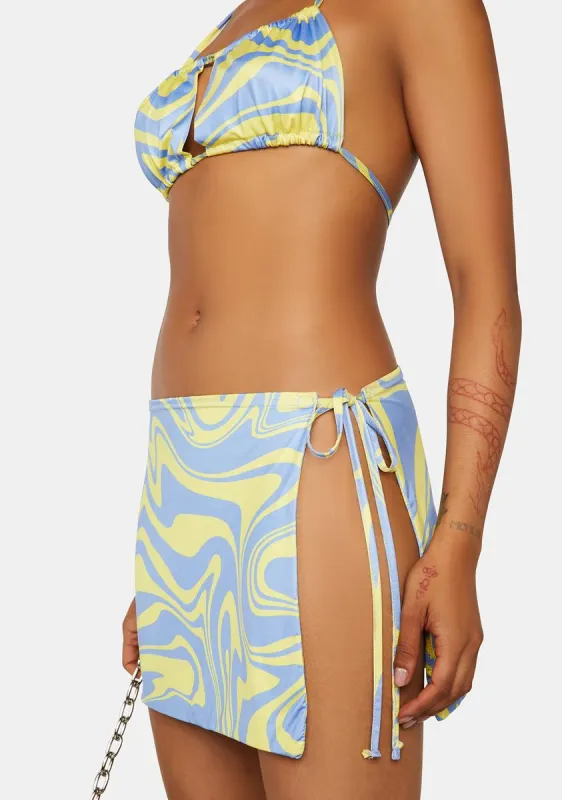 Swirl Printed Tie Wrap Mini Skirt sold by Dolls Kill
