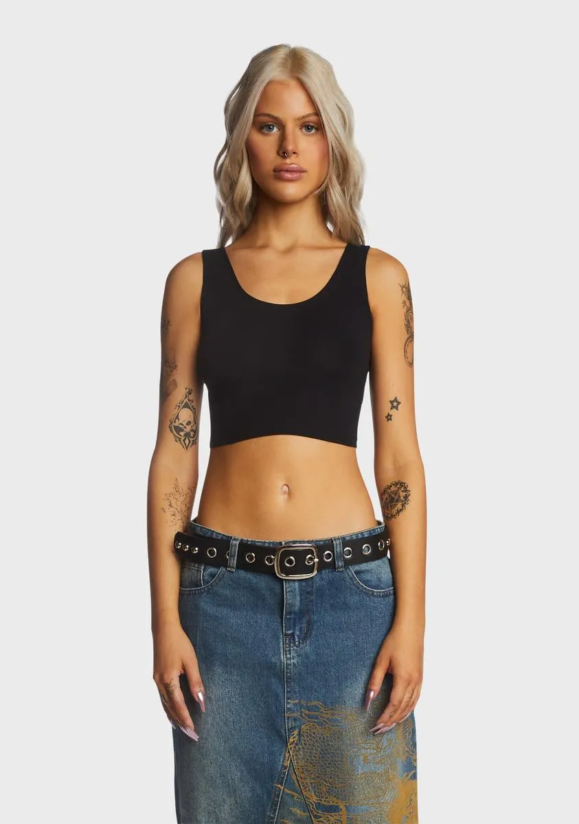 Black Tank Crop Top sold by Dolls Kill
