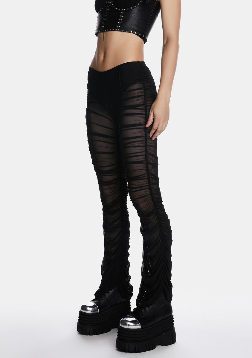 The Mosh Pit Mesh Flared Leggings sold by Dolls Kill product image thumbnail 2
