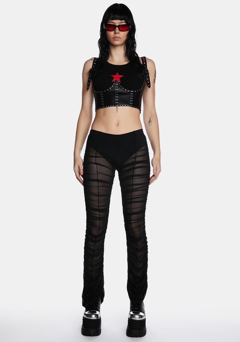 The Mosh Pit Mesh Flared Leggings sold by Dolls Kill product image thumbnail 3