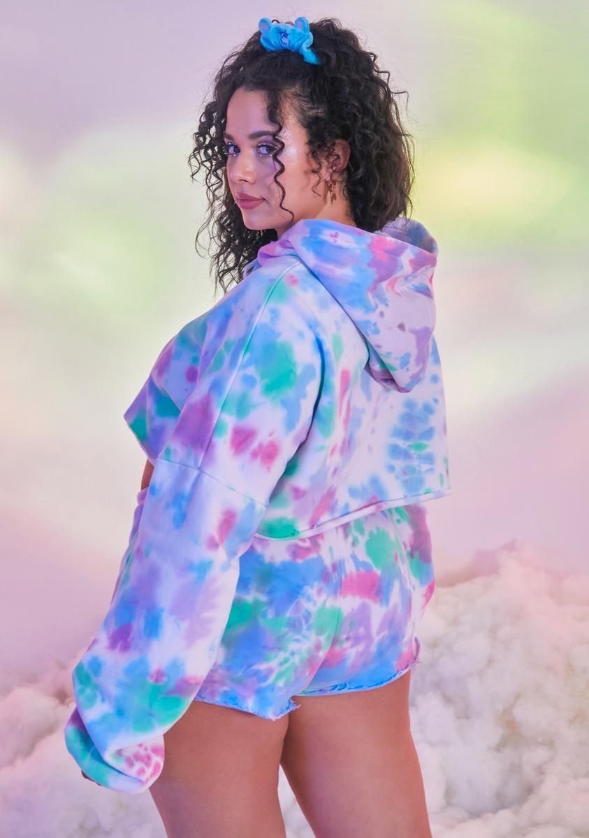 Plus L.U.V. Luv You Cropped Tie Dye Hoodie sold by Dolls Kill product image thumbnail 4
