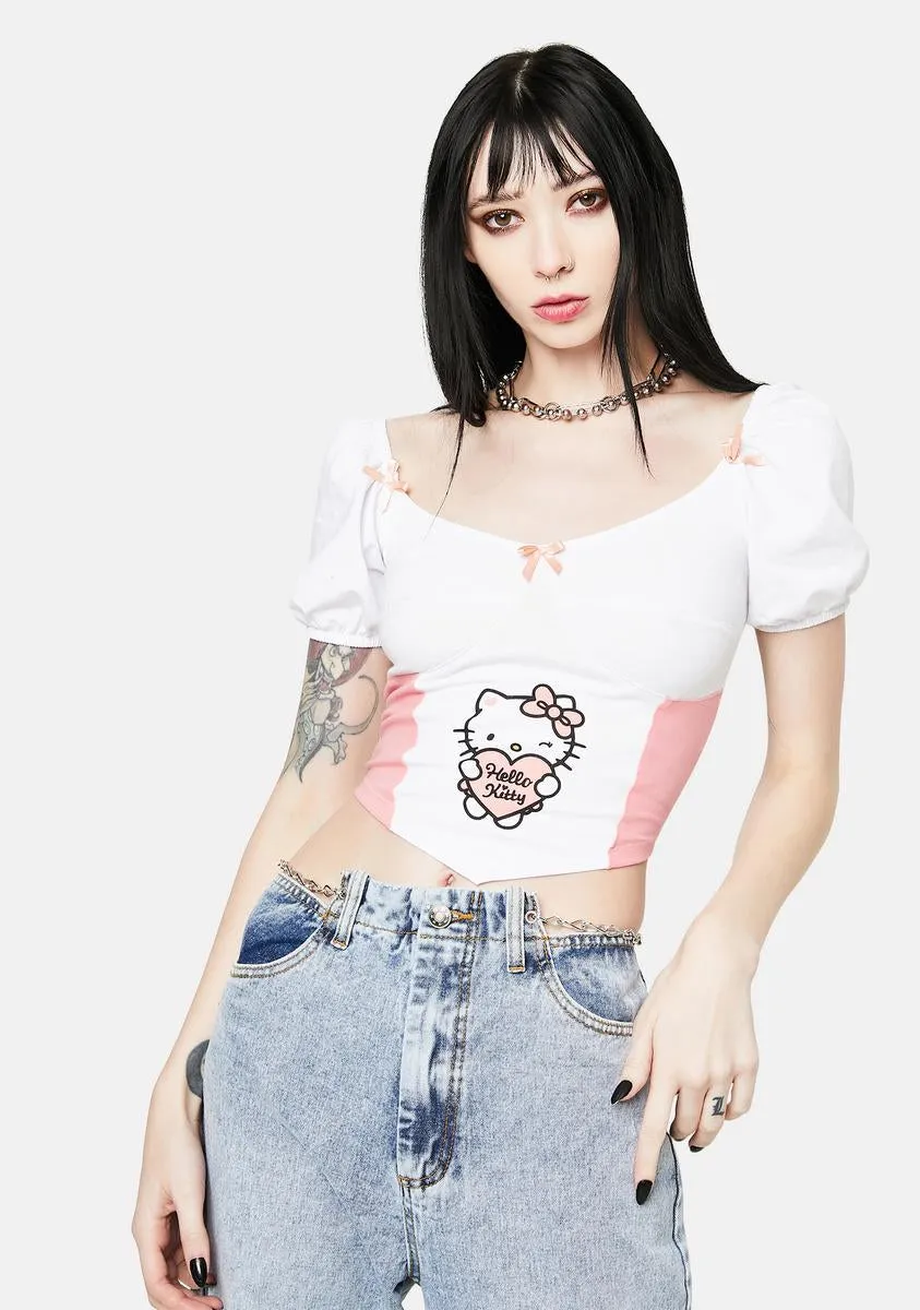 Hello Kitty Seamed Corset Top sold by Dolls Kill