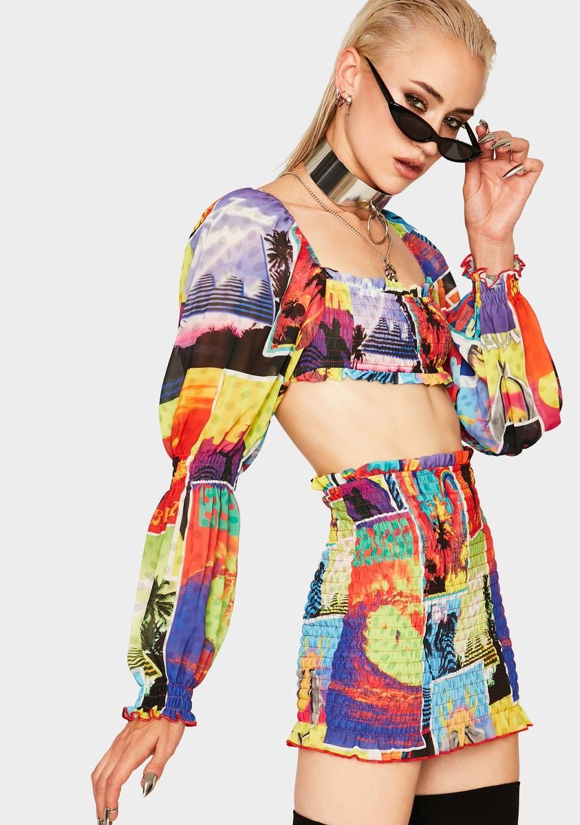 Surf Poster Puff Sleeve Organza Top sold by Dolls Kill product image thumbnail 2