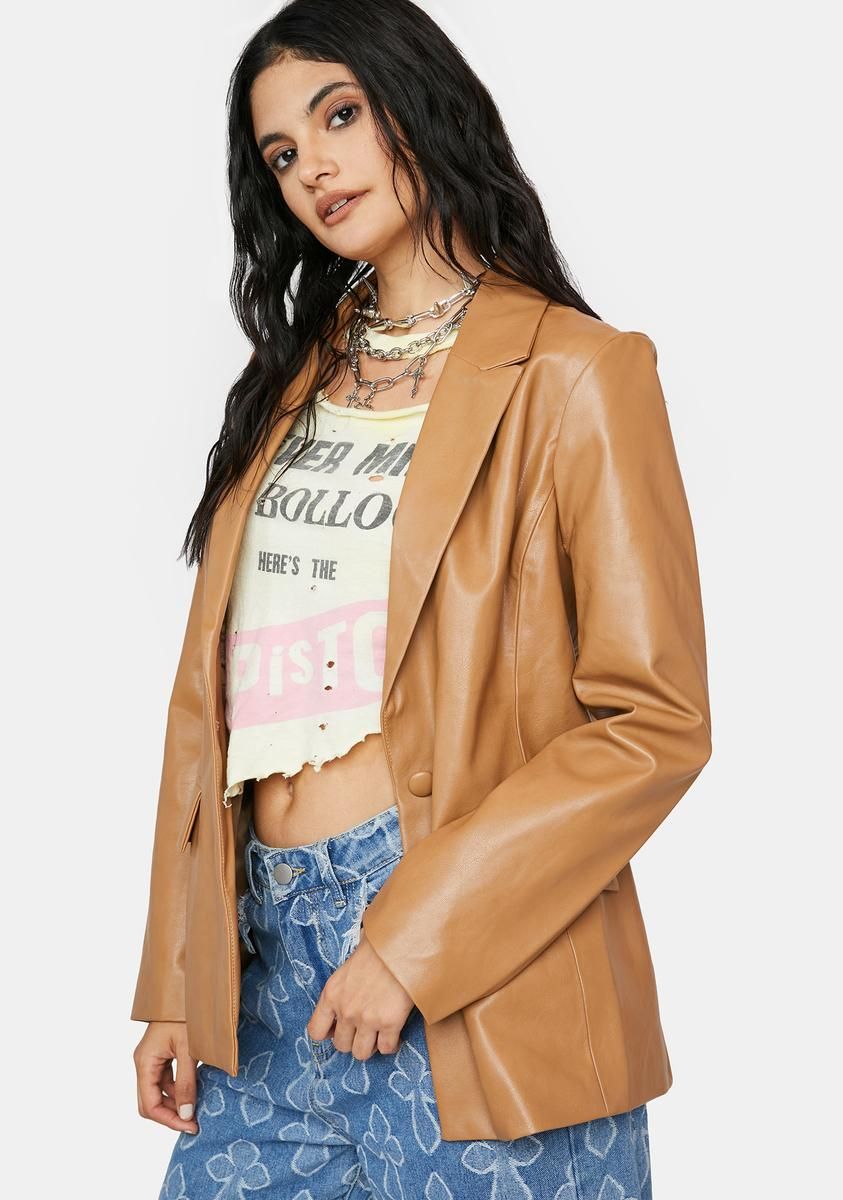 Camel Call Me Boss Oversized Blazer sold by Dolls Kill product image thumbnail 2