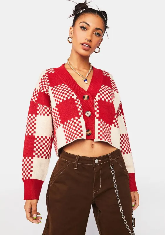 Here To Stay Checkered Cardigan sold by Dolls Kill