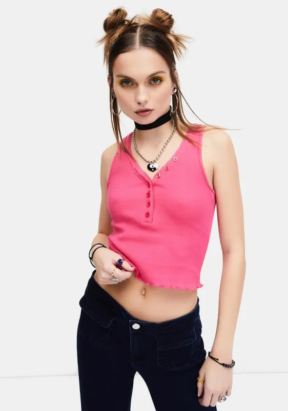 Cutesy Thrills Rib Henley Tank sold by Dolls Kill