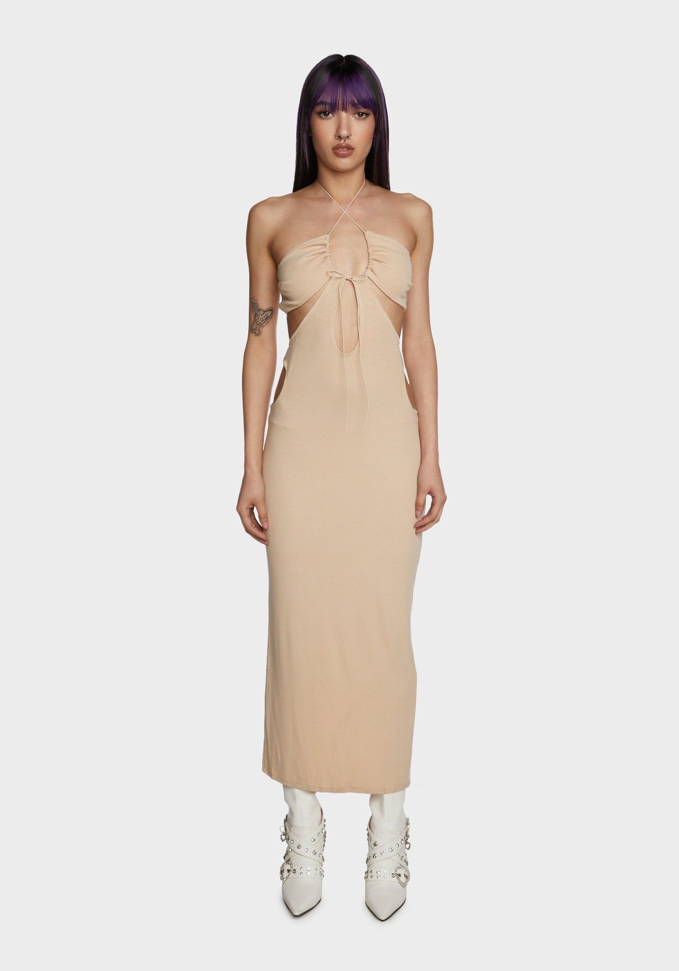 Wasting Time Maxi Dress - Light Brown sold by Dolls Kill