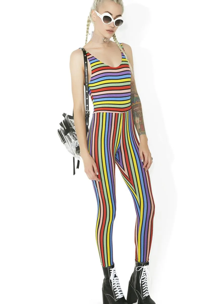 Over The Rainbow Striped Jumpsuit sold by Dolls Kill product image thumbnail 3