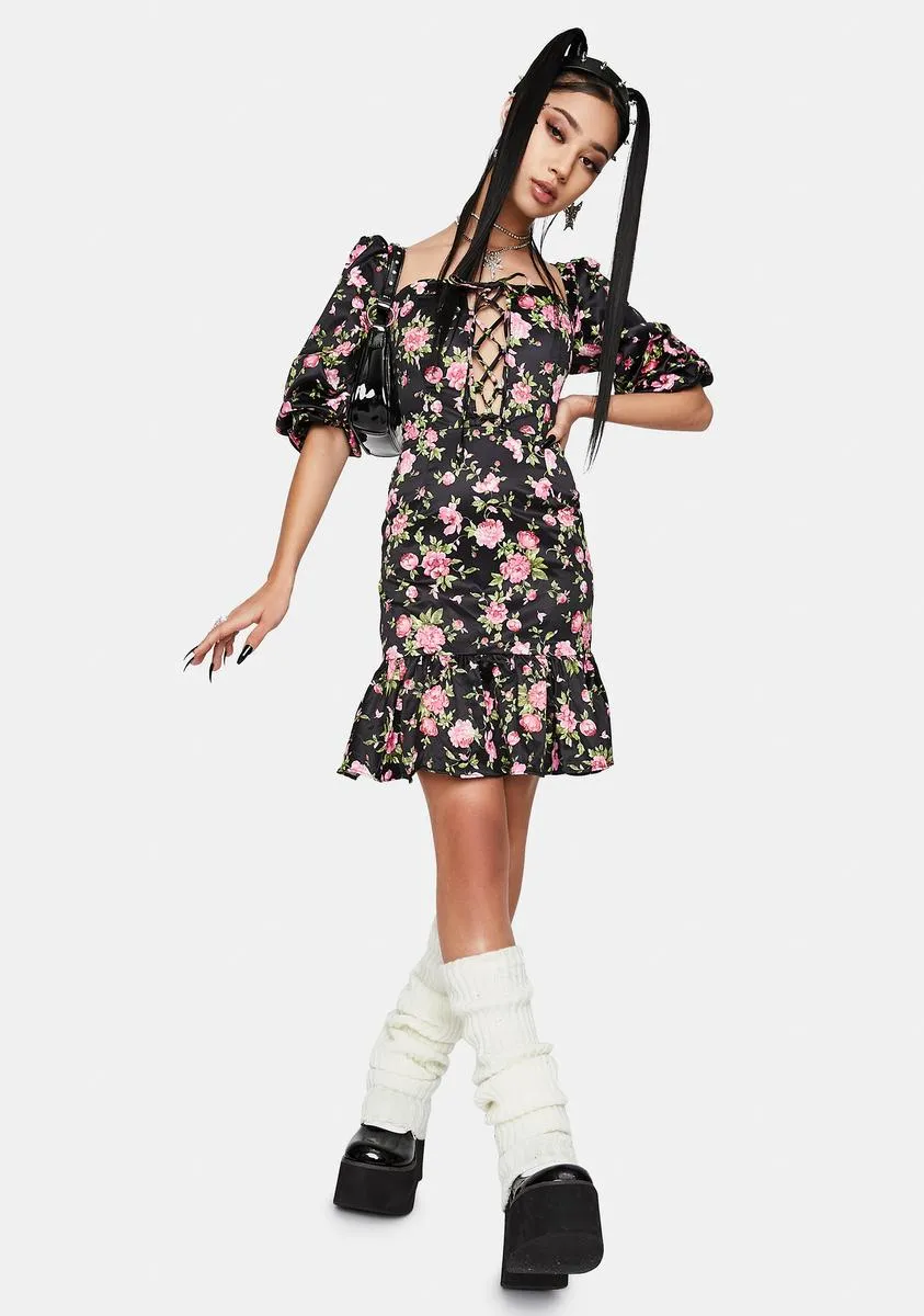 Floral Peplum Hem Milkmaid Dress sold by Dolls Kill product image thumbnail 3