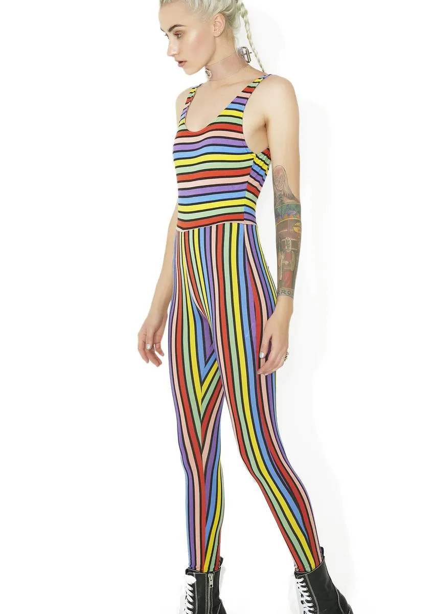 Over The Rainbow Striped Jumpsuit sold by Dolls Kill product image thumbnail 4