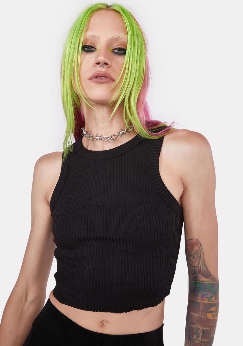 Dark Slay Life Ribbed Crop Tank sold by Dolls Kill