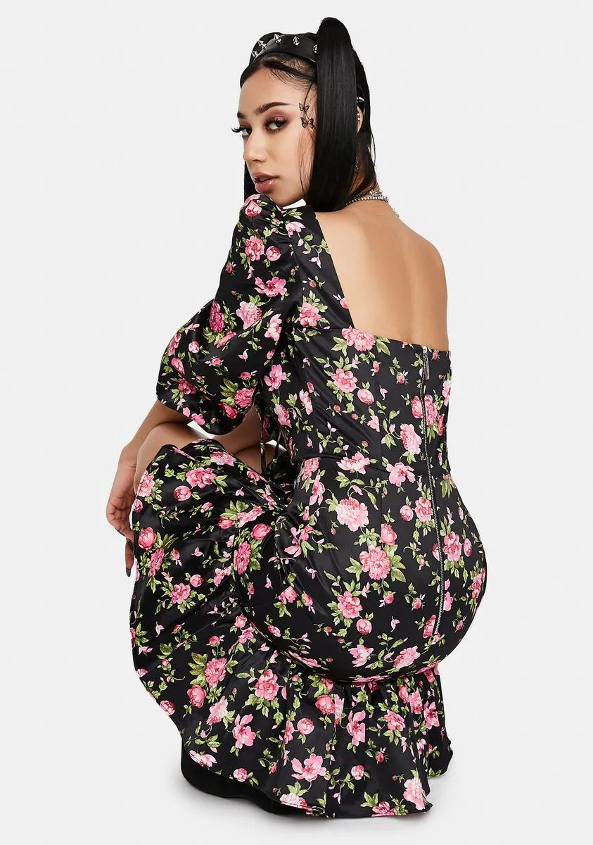 Floral Peplum Hem Milkmaid Dress sold by Dolls Kill product image thumbnail 4