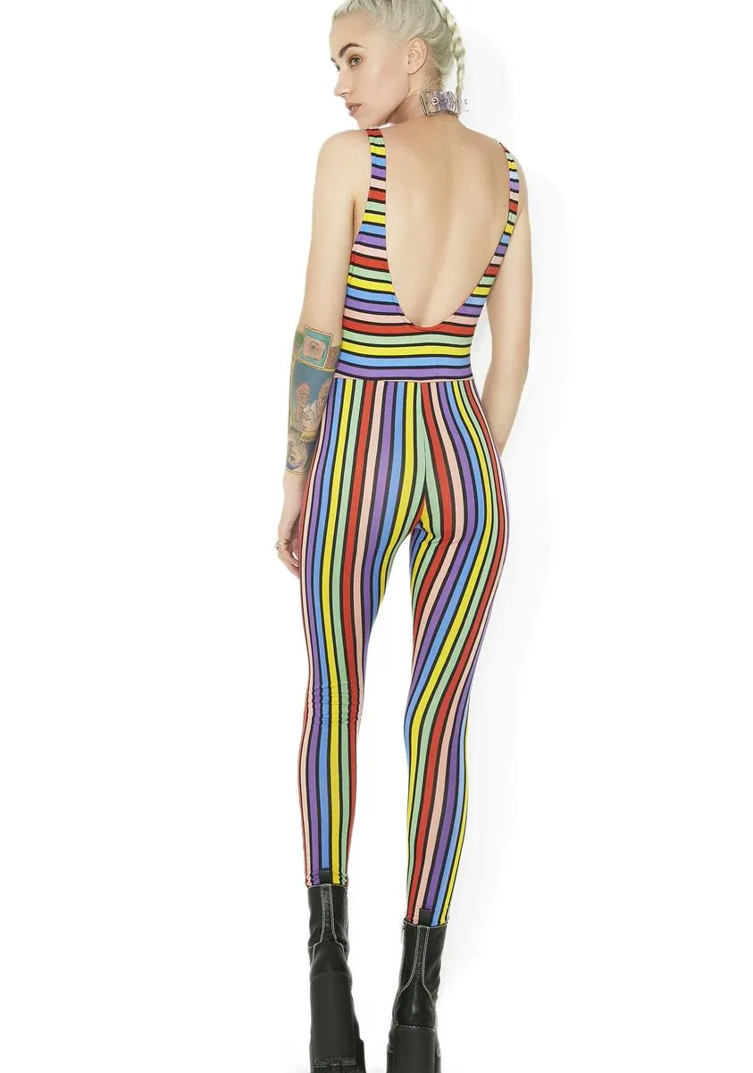 Over The Rainbow Striped Jumpsuit sold by Dolls Kill product image thumbnail 5