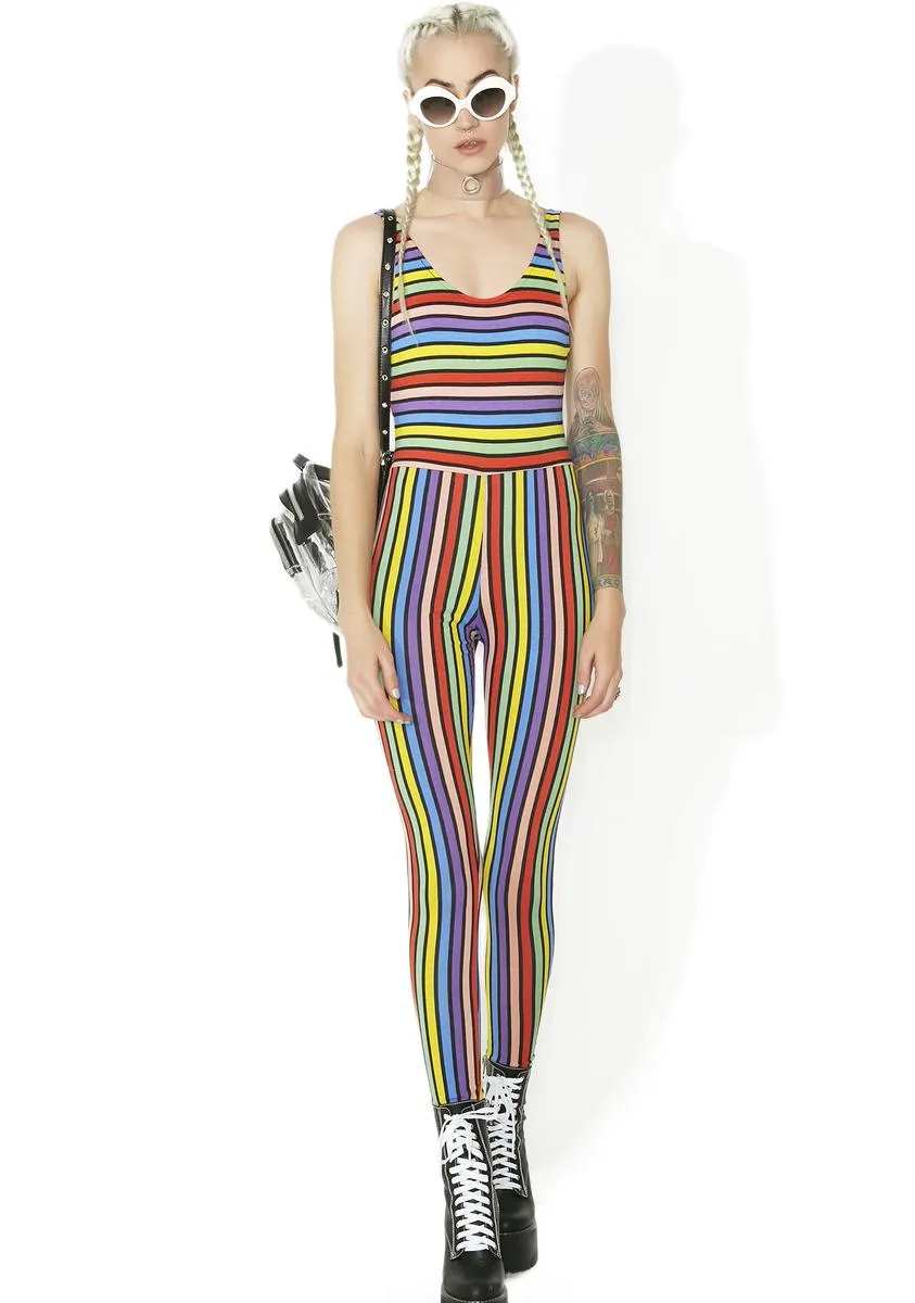 Over The Rainbow Striped Jumpsuit sold by Dolls Kill product image thumbnail 2