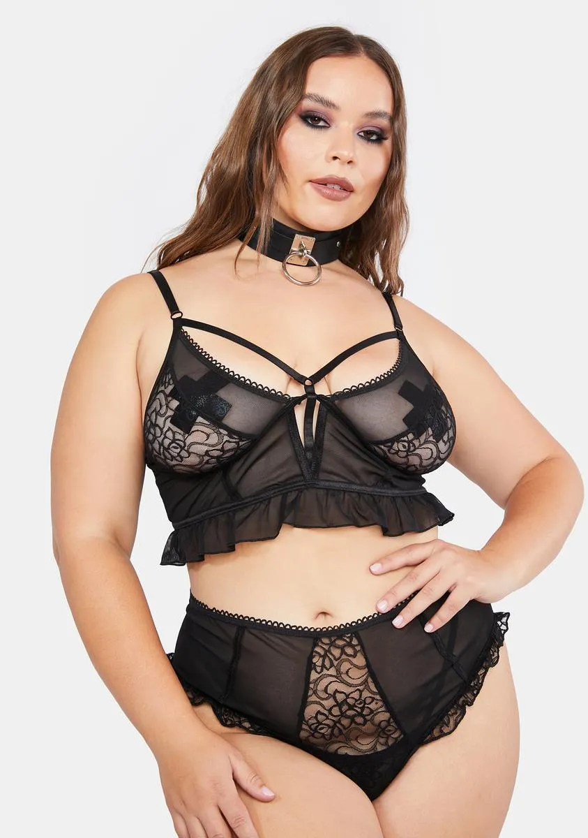 Totally Dark In Love Bra Set sold by Dolls Kill