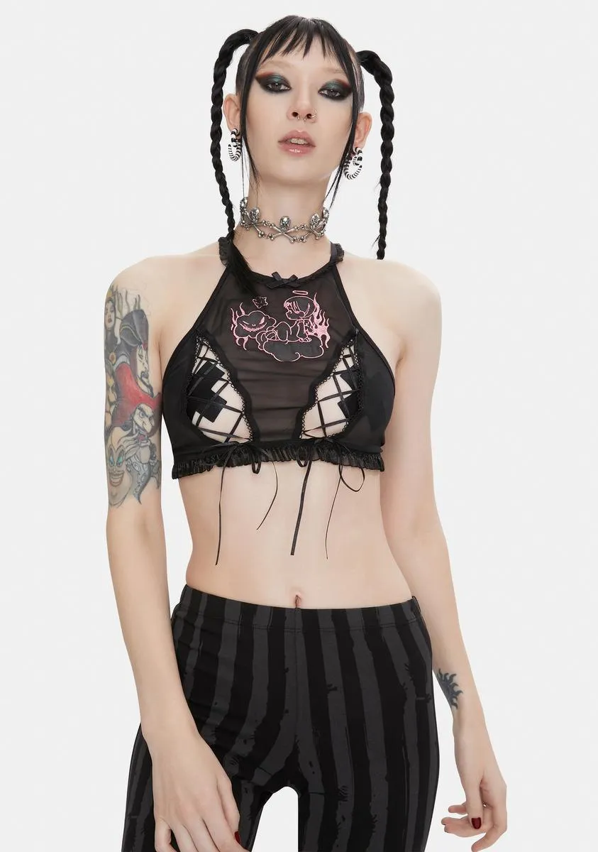 x Yenta Yen Angel Lace-Up Top sold by Dolls Kill