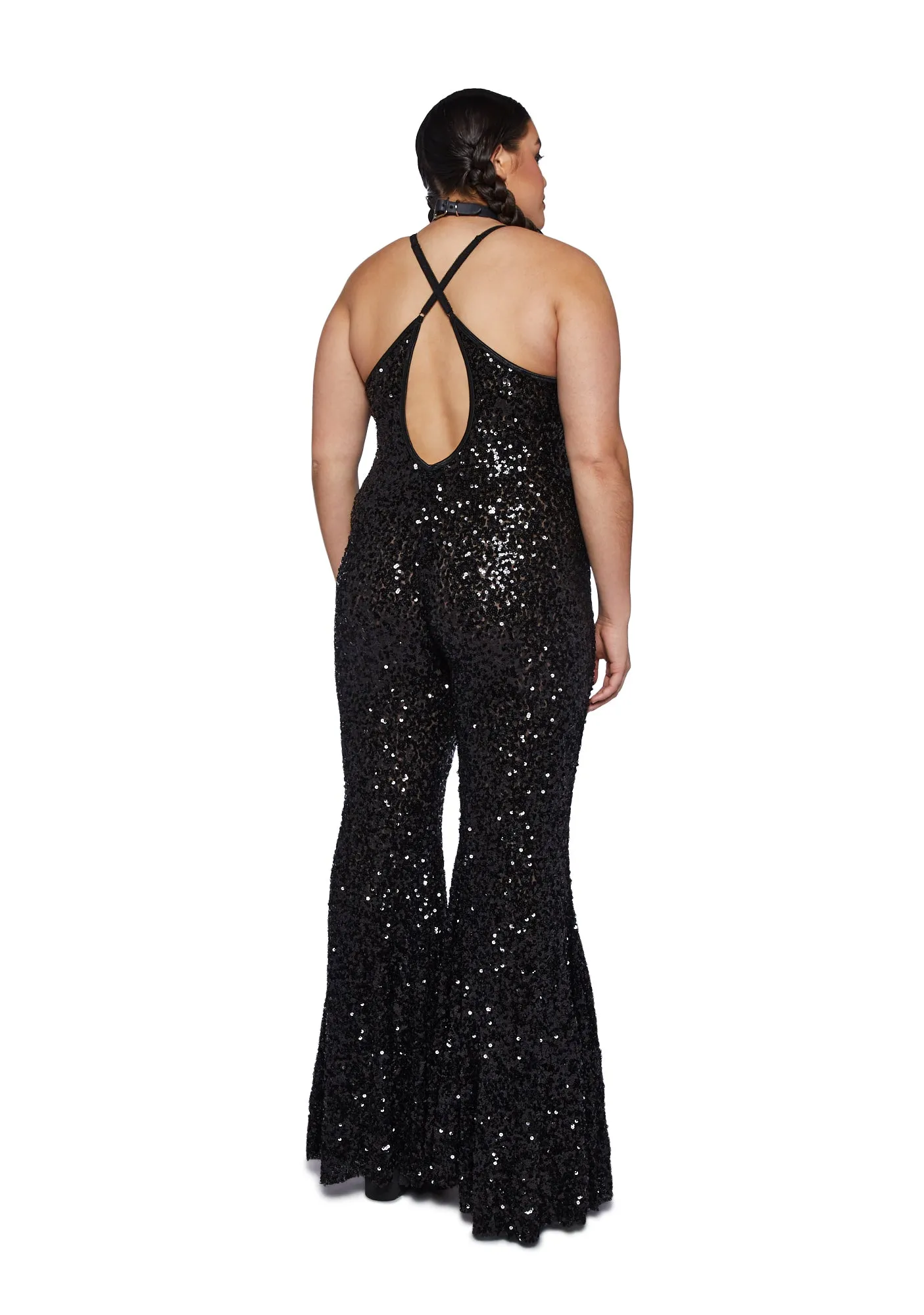 Plus Sparkle Nights Sequin Jumpsuit- Black sold by Dolls Kill product image thumbnail 4