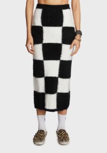 Proper Selfie Checkered Midi Skirt sold by Dolls Kill