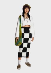 Proper Selfie Checkered Midi Skirt sold by Dolls Kill