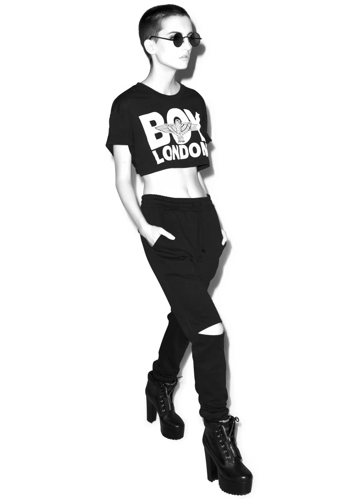 Sinner Cut-Out Sweatpants sold by Dolls Kill