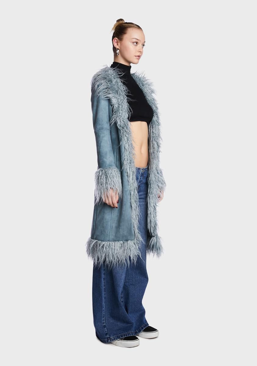 Blue Faux Fur Trimmed Coat sold by Dolls Kill product image thumbnail 3