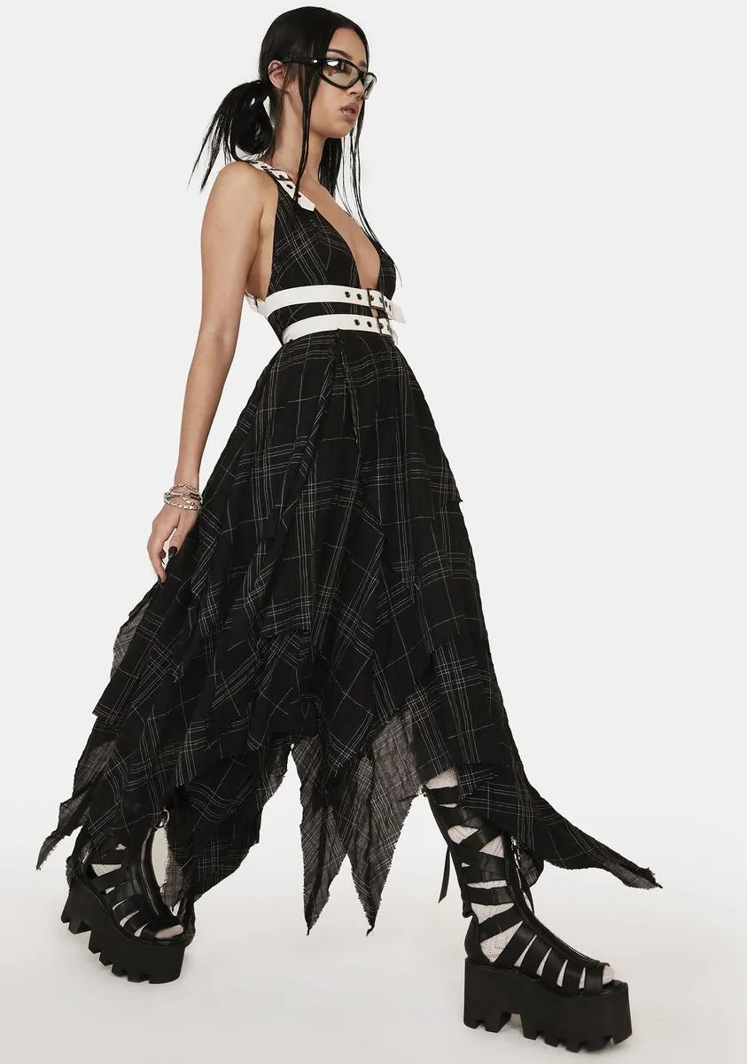 Distortion Plaid Midi Dress sold by Dolls Kill