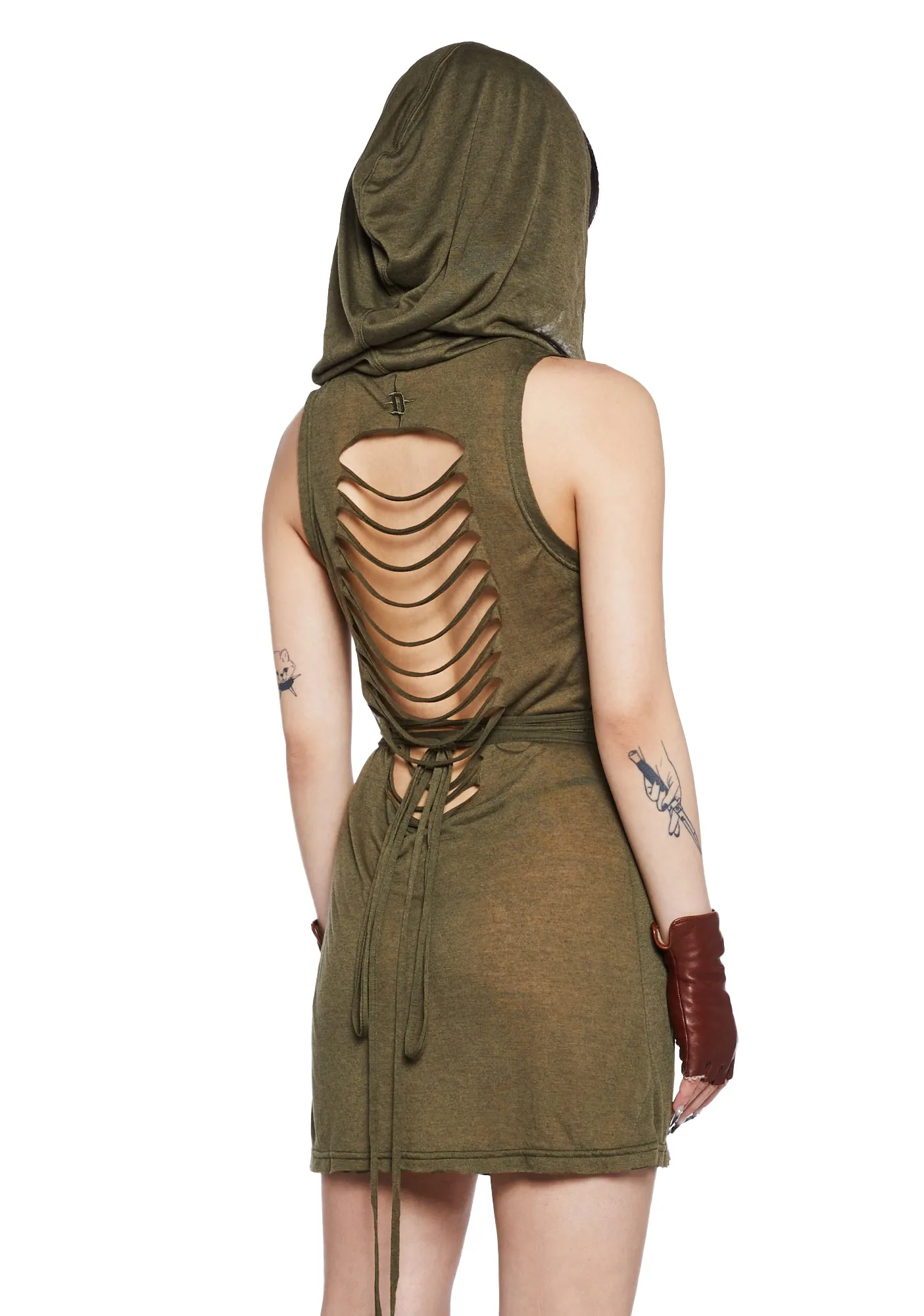 Echo Sheer Hooded Mini Dress - Green sold by Dolls Kill product image thumbnail 4