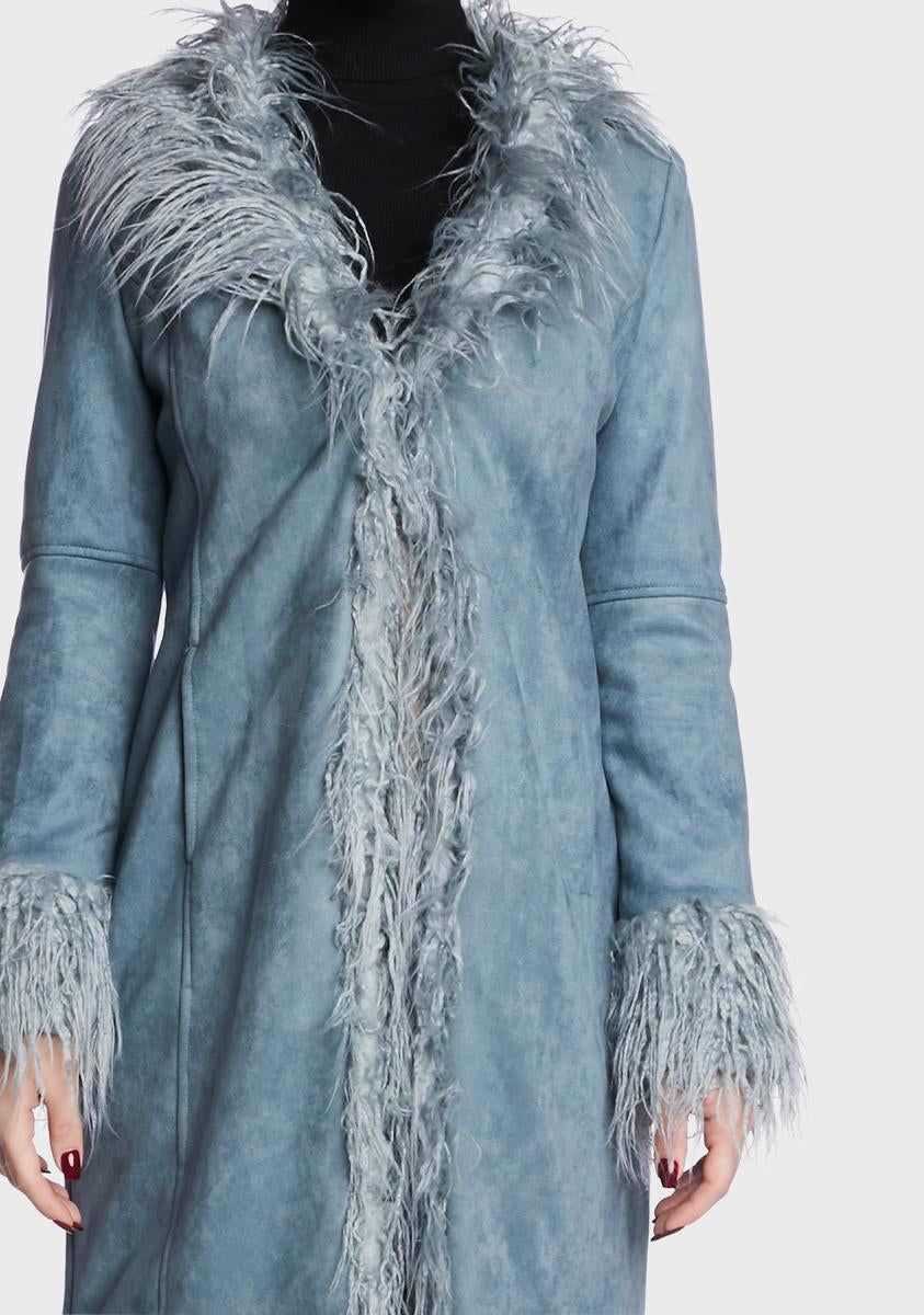Blue Faux Fur Trimmed Coat sold by Dolls Kill product image thumbnail 2