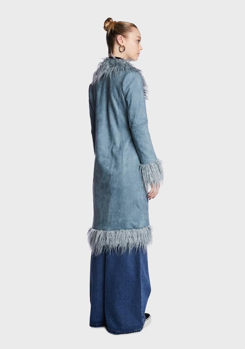 Blue Faux Fur Trimmed Coat sold by Dolls Kill product image thumbnail 5
