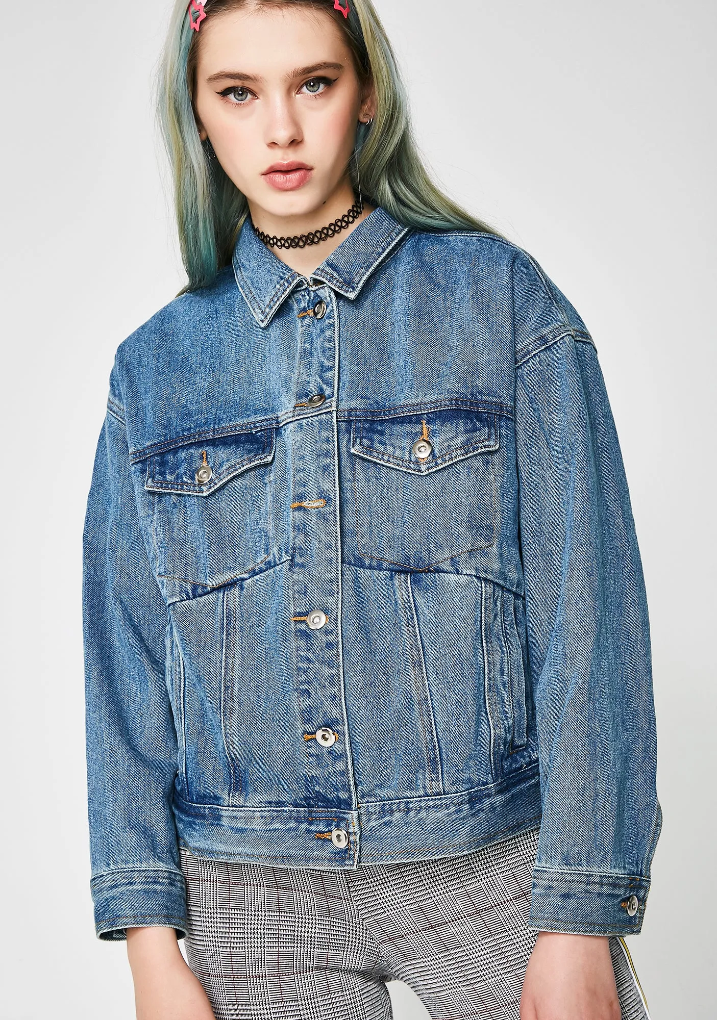 Stop Thinking Denim Jacket sold by Dolls Kill