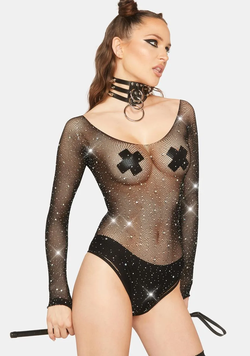 Galaxy Star Rhinestone Fishnet Bodysuit sold by Dolls Kill product image thumbnail 2