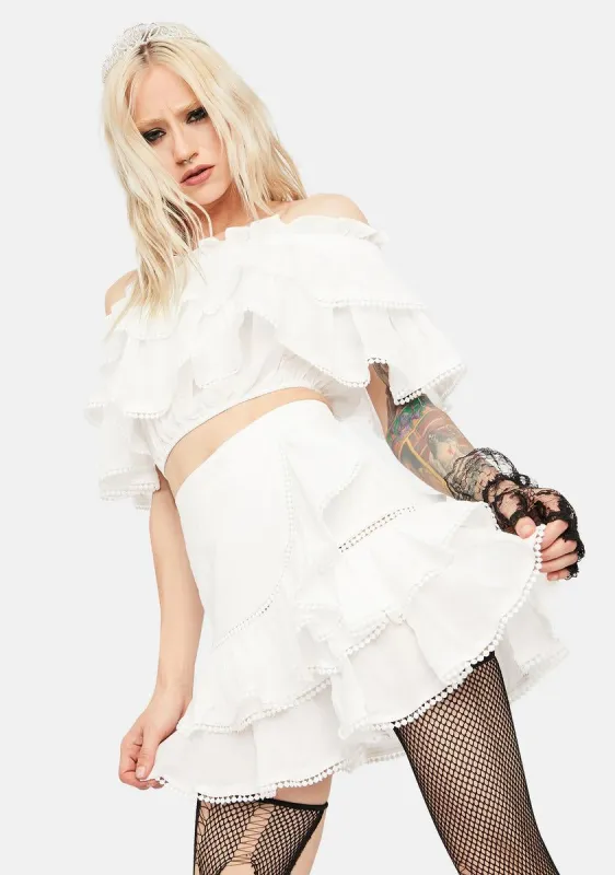 Dare Bnb Ruffle Off Shoulder Skirt Set sold by Dolls Kill