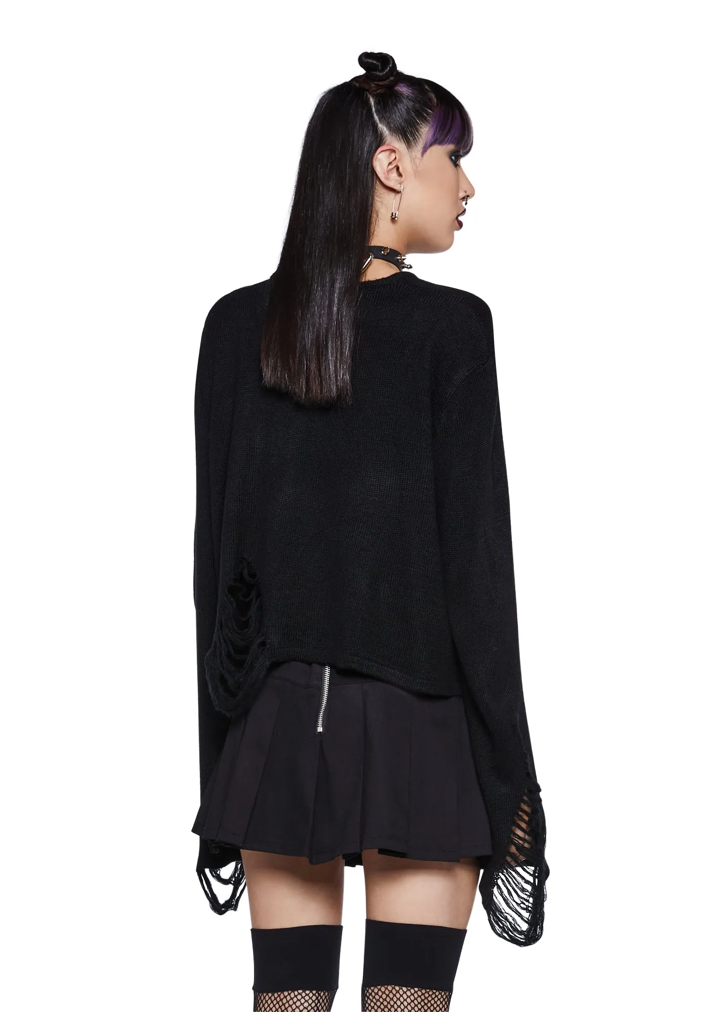 Dead Wrong Skull Sweater sold by Dolls Kill product image thumbnail 4