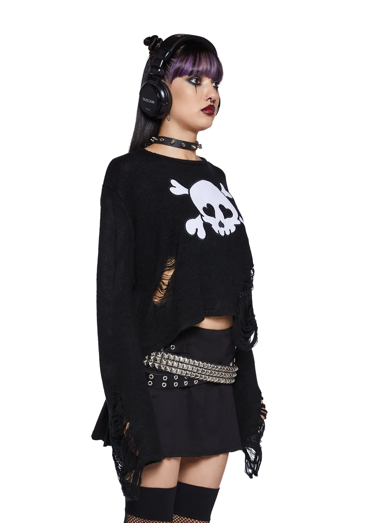 Dead Wrong Skull Sweater sold by Dolls Kill product image thumbnail 3