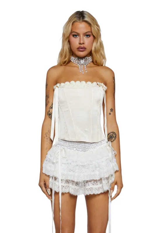 Rose Satin Corset Top sold by Dolls Kill