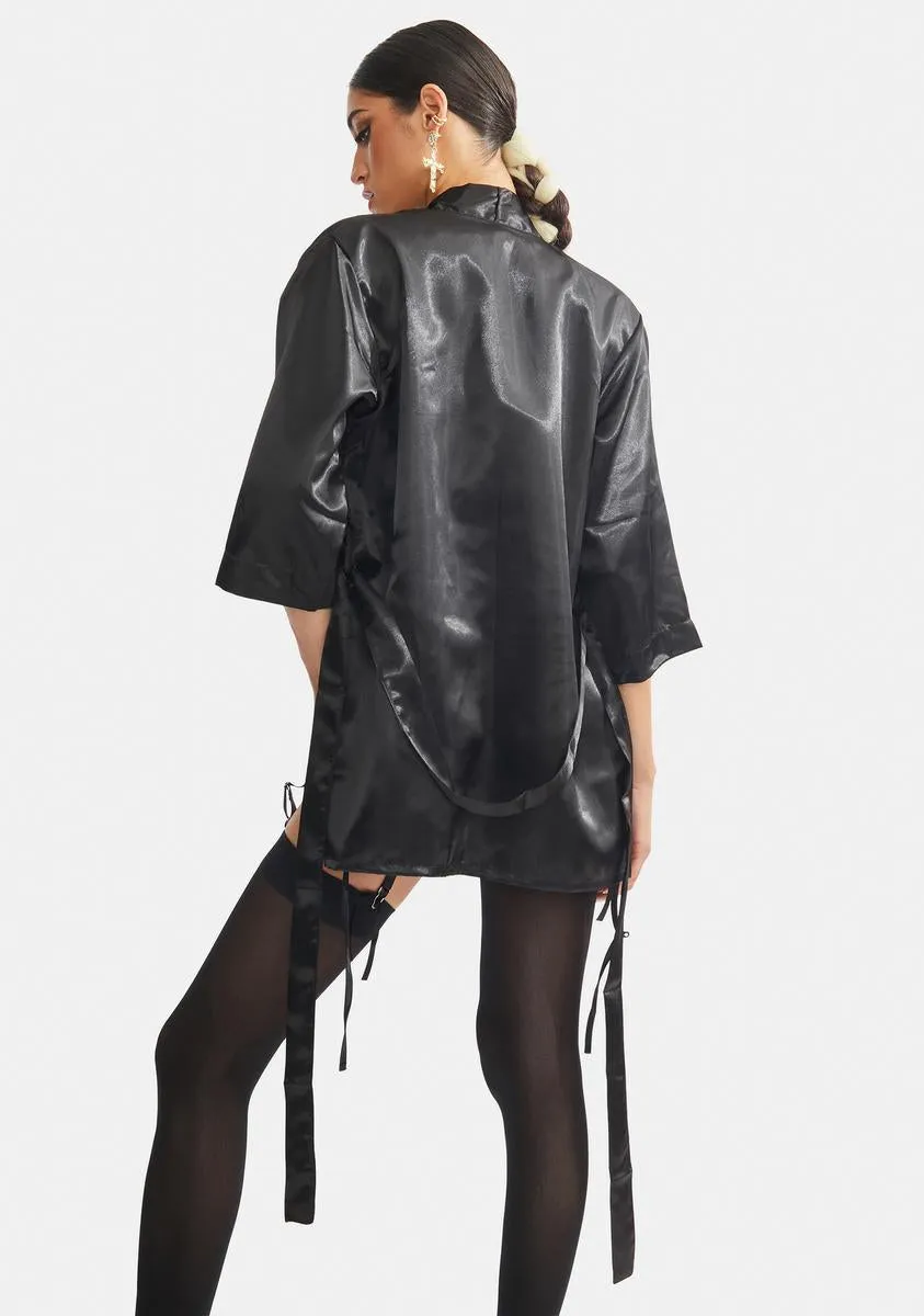 Noir Alone With U Satin Robe sold by Dolls Kill product image thumbnail 4