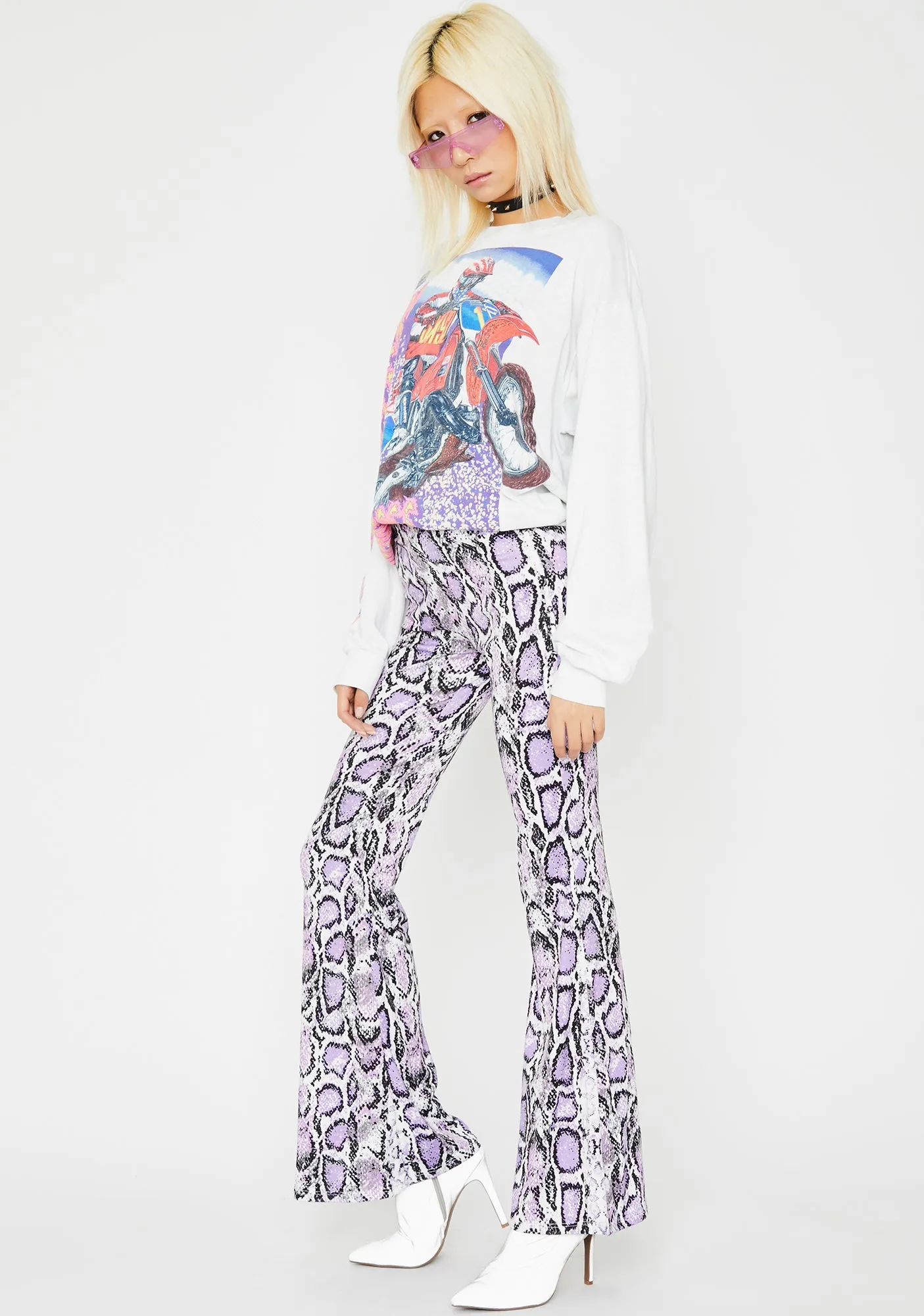 Grape Vile Riot Snake Skin Flares sold by Dolls Kill product image thumbnail 2