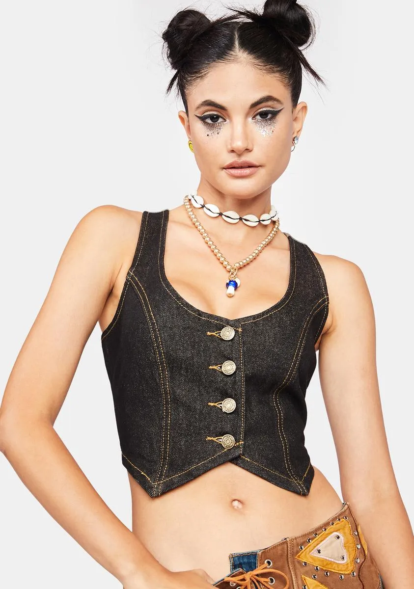 Orb Denim Waistcoat sold by Dolls Kill