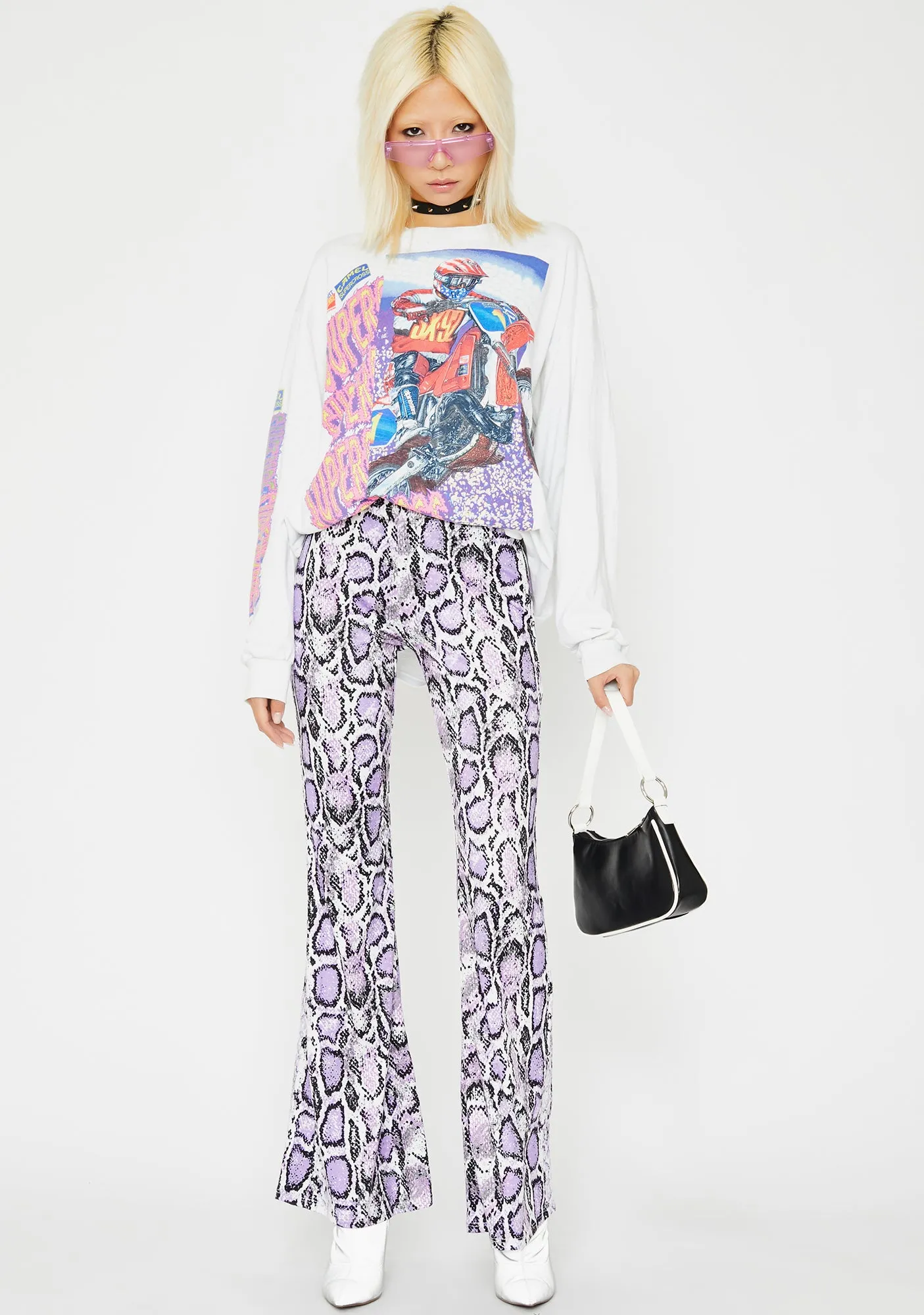 Grape Vile Riot Snake Skin Flares sold by Dolls Kill product image thumbnail 3